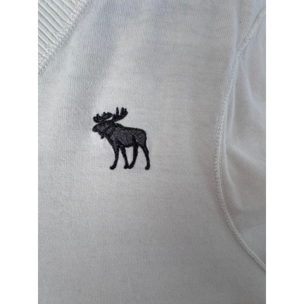 VTG Abercrombie & Fitch Men XXL White Muscle Fit V-Neck Long Sleeve Moose Shirt - Picture 2 of 5